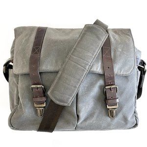 ONA Camera Messenger Laptop Bag Leather (Gray) Waxed Canvas